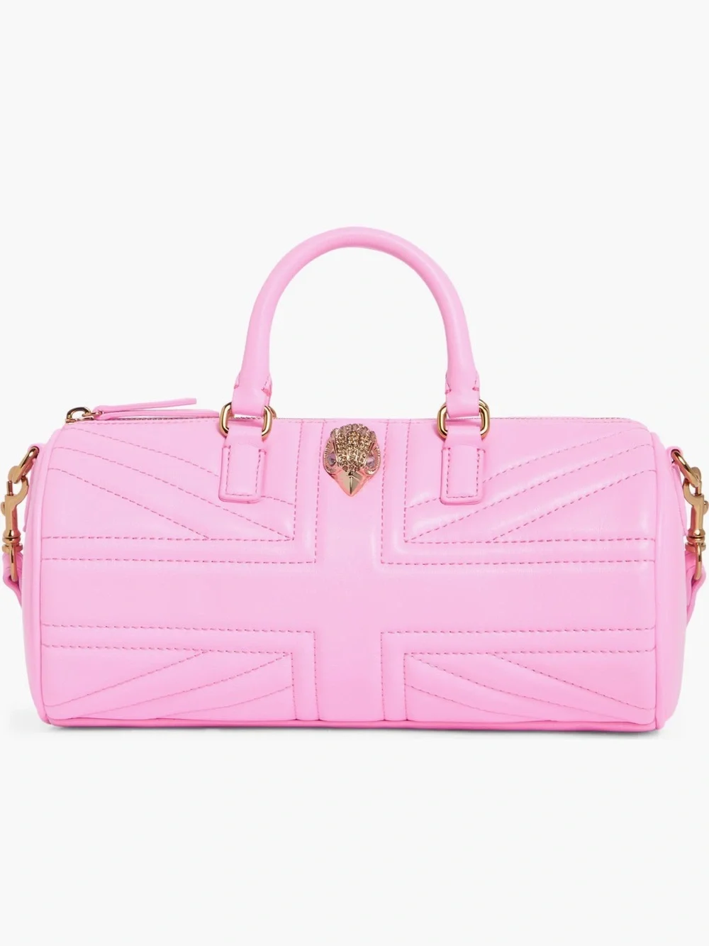 ‼️NEW Kurt Geiger Union Jack Barrel Pink Leather Satchel Crossbody Bag